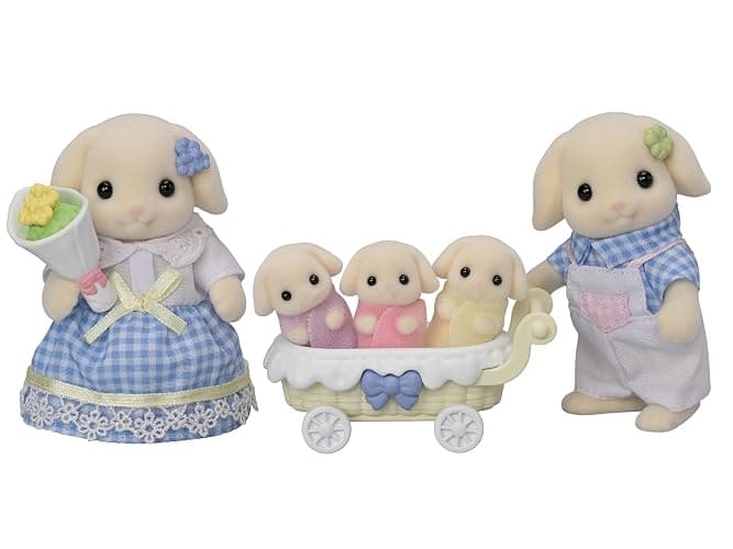 Sylvanian Families - 5735 Flora Rabbit Family - Dollhouse Playsets, ['Blue', 'Checkered'] - Image 1
