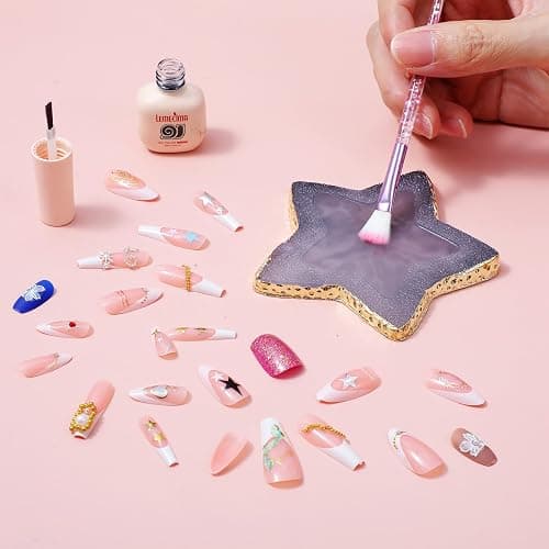 2 Pcs Nagel Kunst Palette Mischpalette für Nailart Imitation Skristall Nail Art Mit Gold Maniküre Gemalt Goldener Rand Nagelhalter Waschbar Nagellack Nagelkunst Zubehör Kosmetik Mischwerkzeuge thumbnail 6