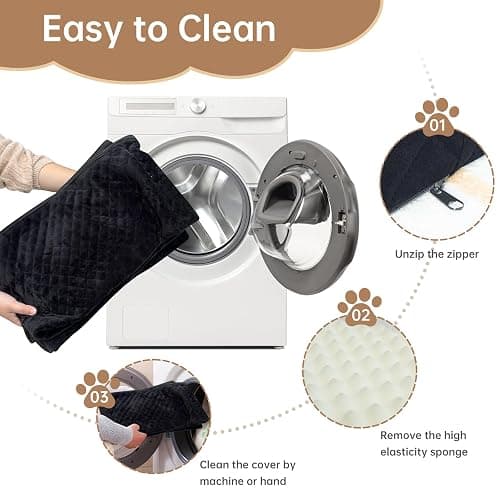 KEELUXE Car Seat for Large Size Dog, Booster Seat for Dogs Under 55 lbs or 2 Small Dogs, Soft Car Dog Bed Filling in Thick Memory Foam with 2 Safety Leashes and Storage Pocket (Black) thumbnail 3
