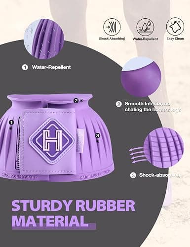 Harrison Howard Rubber Bell Boots Leather Touch-Close Overreach Boots Hoof Protection for Horses Sold in Pairs Violet XL thumbnail 5