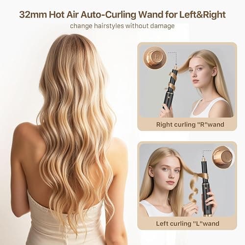 Sendowtek Hot Air Styler Brush Set for Women 5 in 1 800W | 3 Level Temp Hairdryer Comb for Rotating Curling Straightening Volumize Auto Wrap Curler Multi-styler Hair Tools thumbnail 3