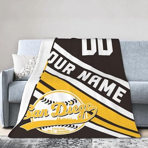 Custom Blanket for Bed Fans Gift Baseball City Name and Number Winter Summer Fleece Throw Blankets Personalized, 40"x50", 50"x60", 60"x80" thumbnail 7