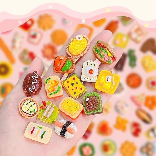 80 Pcs Mini Food Miniature Dollhouse Accessories - 1:12 Scale Small Doll Food Decor Mini Kitchen Set & Tiny Things Toys thumbnail 5