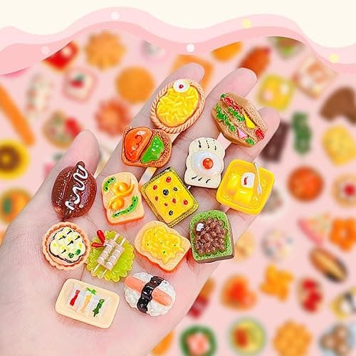 80 Pcs Mini Food Miniature Dollhouse Accessories - 1:12 Scale Small Doll Food Decor Mini Kitchen Set & Tiny Things Toys thumbnail 5