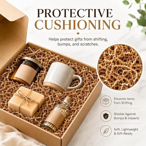 Sukh Brown Crinkle Paper Filler - Shredded Paper, Gift Basket & Box Wrap | Confetti Stuffing for Christmas, Halloween, Thanksgiving, Valentine's Day, Easter, Mother's Day, Wedding, Birthday,5oz thumbnail 3