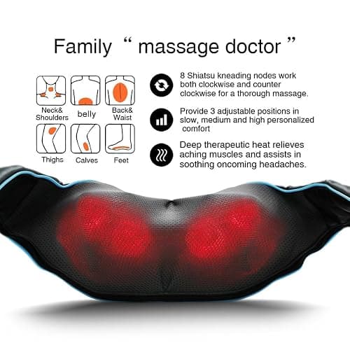 Mo Cuishle Shiatsu Back Shoulder and Neck Massager with Heat, Electric Deep Tissue 4D Kneading Massage, Best Gifts for Women Men Mom Dad, Fathers Day, Mothers Day, Christmas Gifts thumbnail 2