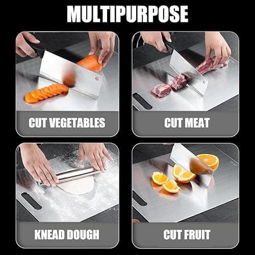 Titanium Cutting Board - 2025 New Upgrade 100% Pure Titanium Cutting Boards for Kitchen Double Sided Non Toxic Titanware Cutting Board,Hygiene Durable Dishwasher Safe Chopping Board (14"L x 10"W) thumbnail 5