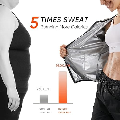 HOTSUIT Sauna Suit for Women Weight Loss Machine Washable Sweat Sauna Jacket Pants Anti Rip Sweat Suit for Gym Workout - Black - X-Large thumbnail 2