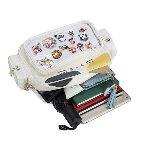 ZAROXOXS Kawaii Ita Bag Crossbody Bag Cute White Cat Backpack Girls Shoulder Bags Pin Display with Insert thumbnail 6