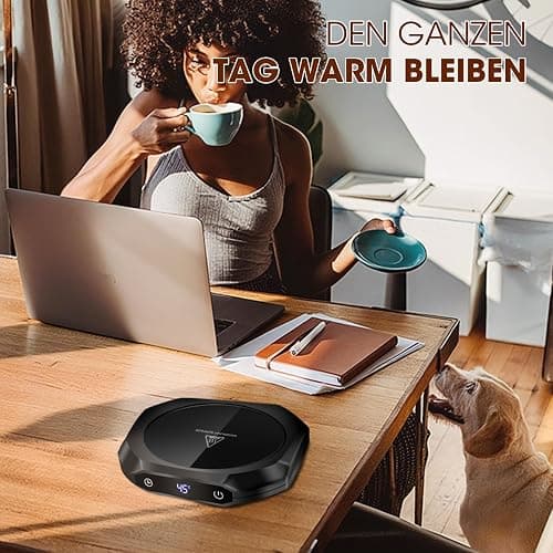Kaffeewärmer,Elektrischer Kaffeewärmer für den Schreibtisch mit 3 Temperatureinstellungen,Intelligenter Kerzenwärmer，1-12H(Schwarz) thumbnail 6