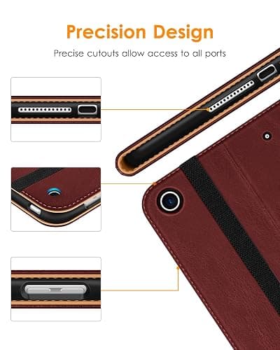 DTTO for iPad 9th/8th/7th Generation 10.2 Inch Case 2021/2020/2019, Premium Leather Business Folio Stand Cover with Apple Pencil Holder - Auto Wake/Sleep and Multiple Viewing Angles, Burgundy Red thumbnail 6