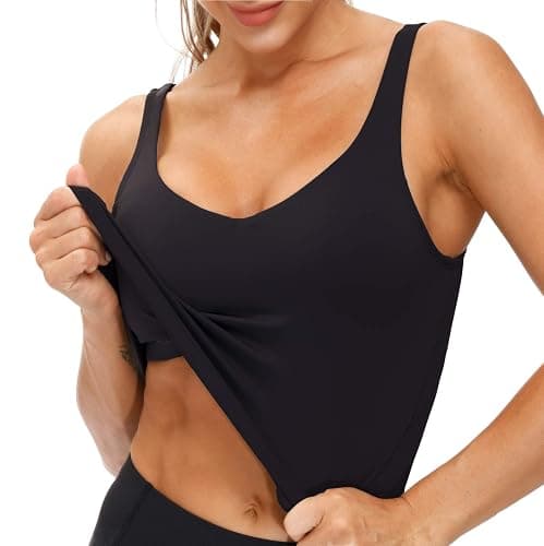 THE GYM PEOPLE Womens' Sports Bra Longline Wirefree Padded with Medium Support thumbnail 5