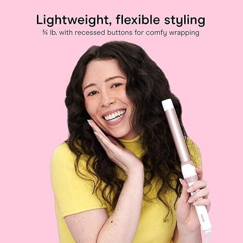 Conair Double Ceramic 1-In. Clamp-Free Curling Wand | Clamp-free double 1-in. ceramic wand styles crease-free beachy waves on short to long hair, White/Rose Gold, CD705L13 thumbnail 5