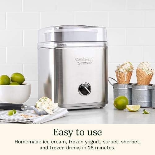 Cuisinart Ice Cream Maker Machine, 2-Quart Ice Cream, Sorbet and Frozen Yogurt Machine, Fully Automatic Double-Insulated Freezer Bowl Makes Frozen Desserts in Under 30 Minutes, ICE30BCP1, Silver thumbnail 4