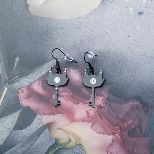 LQRI Anime Character Gifts Demon Cartoon Characters Inspired Heart-Shaped Wings Key Earrings Anime Series Merchandise thumbnail 5