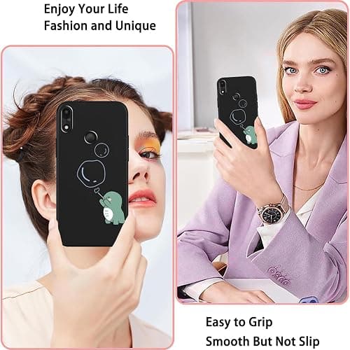 Zrutru Cute Dinosaur Phone Case for Gabb Phone 4 6.1",Cartoon Kawaii Dinosaur Bubble Pattern Aesthetic Funny Design Cases Soft Silicone TPU Slim Shockproof Protective Black Phone Cover thumbnail 7