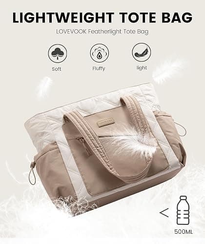 LOVEVOOK Tote Bag for Women, Puffer Bag and Work Bags with Zipper for Travel, Daily, School, Quilted Nurse Shoulder, 2pcs thumbnail 3
