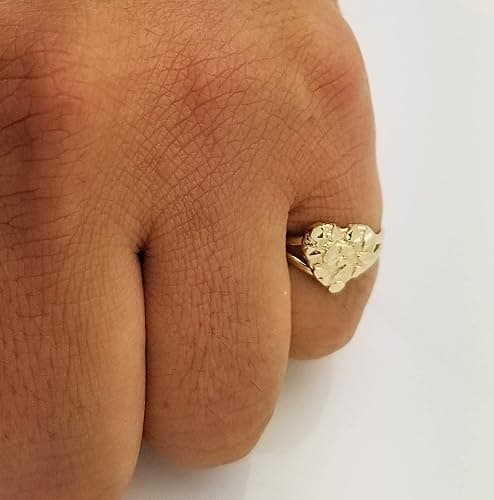 10k Gold Solid Nugget Ring Gold Heart Ring thumbnail 5