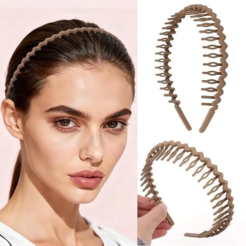 GAFATORY 3 PCS Zig Zag Headbands Plastic Comb Headband Hairband with Teeth Non Slip Thin Elastic Head Bands Fashion Hair Accessories for Women thumbnail 5