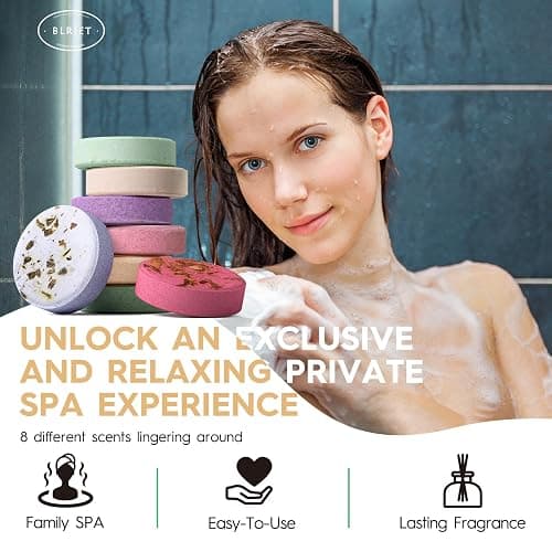 BLRIET Shower Steamers Aromatherapy Stocking Stuffers Christmas Gifts for Women 8 PCS, Shower Bombs Gifts for Mom with Lavender Fruit Natural Essential Oils, Self Care Gifts for Women & Lover thumbnail 2