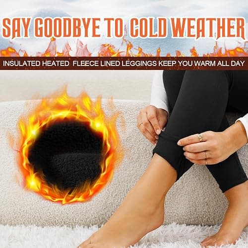 3 Pack Fleece Lined Leggings Women with Pockets -Warm Winter Yoga Pants for Women Thermal Running Workout Leggings thumbnail 4