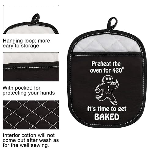 Funny Marijuana Novelty Kitchen Accessories Preheat The Oven for It’s Time to Get Baked Oven Pot Holder with Pocket (Preheat) thumbnail 4