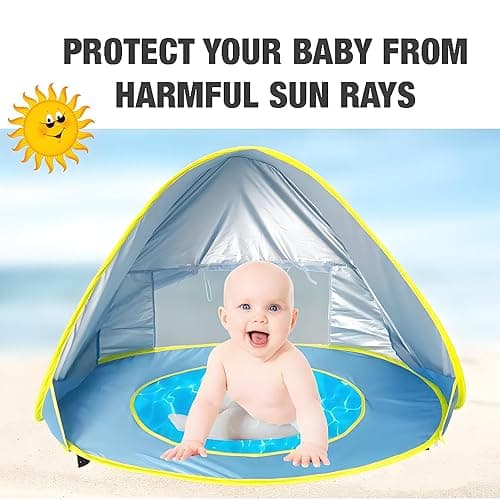 PandaEar Baby Beach Tent with Pool, Pop Up Sun Shelter for Infant Toddlers, Portable UV Protection Shade with Carry Bag for Outdoor Travel, Camping thumbnail 7