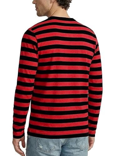Zengjo Mens Striped Shirt Long Sleeve Cotton Stretch Crewneck T Shirt thumbnail 5