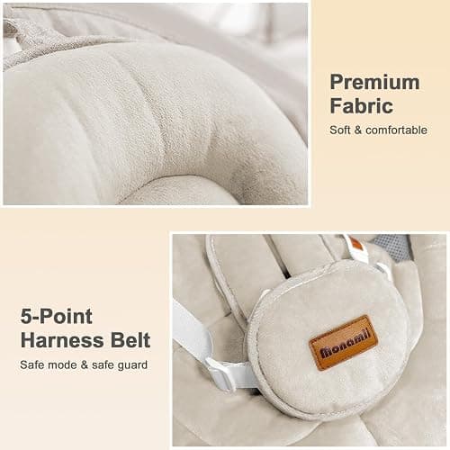 Baby Swings for Infants, Monamii Baby Swing, Bluetooth Infant Swing with Music Speaker, 5 Speeds and Remote Control, Electric Swing for Baby, Portable Baby Swing, Indoor & Outdoor Use (Light Beige) thumbnail 5