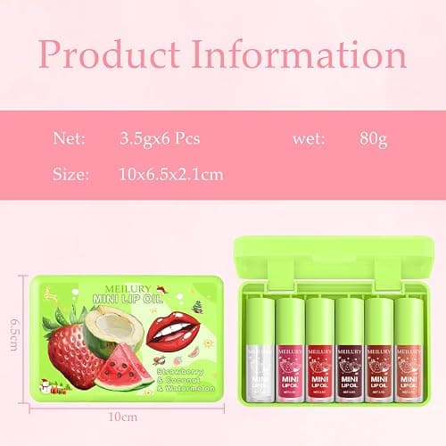 6pcs Lip Gloss Oil Set, Mini Hydrating Lip Glow Oil Lip Gloss, Lipgloss Lipoil Set for Women Girls Teens, Tinted Plumping Fat Lip Oil Lip Balm for Dry Lips Nourishing (SET A) thumbnail 9