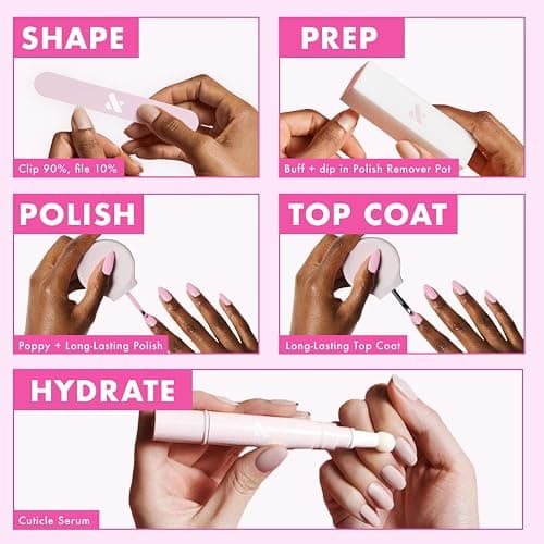 Olive & June Best Sellers Nail Polish Set | Includes 3 Long Lasting Shades (Cockatoo, Pink Sands, Hibiscus) + Super Glossy Top Coat | Vegan, Cruelty-Free | Salon-Quality Results at Home thumbnail 6