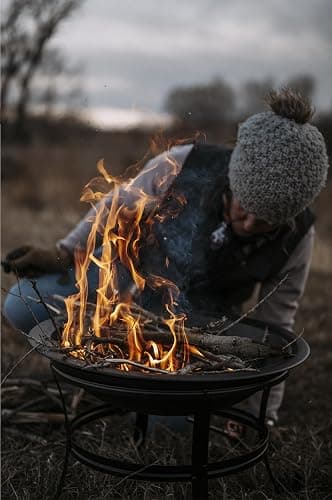 Gas One 22 in Outdoor– Wood Burning Fire Pit with Mesh Lid and Fire Picker – Durable Alloy Steel Fire Pits for Outside – Small Fire Pit for Backyard, Porch, Deck, Camping, BBQ thumbnail 2