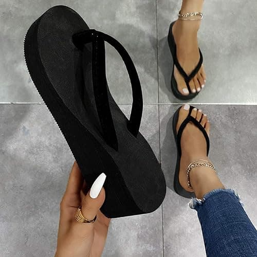 Platform Flip Flops Wedge Sandals for Women 2026 Dressy Comfortable Soft Toe Post Thong Sandals Lightweight Casual Summer Shoes thumbnail 3