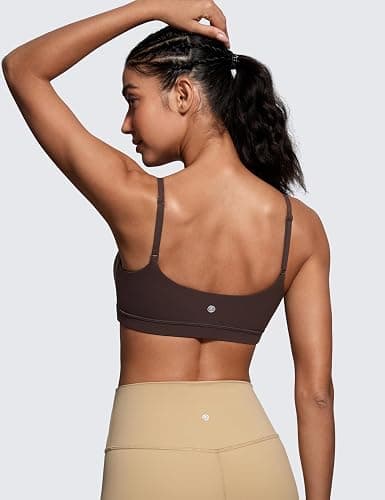 CRZ YOGA Butterluxe Adjustable Spaghetti Strap Sports Bras for Women - Scoop Neck Wireless Padded Yoga Workout Crop Top thumbnail 2
