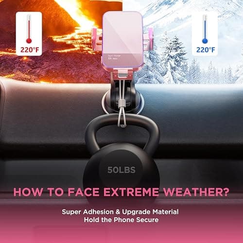Wireless Car Charger,【7 Colored LED Backlit】 15W Auto Clamping Car Charger Phone Mount Holder fit for iPhone 14 13 12 Mini Pro Max 11 XR XS, Samsung Galaxy S23 Ultra S22 S21+ S10+ Note 20, etc - Pink thumbnail 4