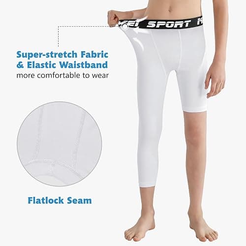 MIVEI Youth Boys Girls One Leg Compression Pants Basketball Single Leg Sleeve Tights Kids 3/4 Leggings Sports Base Layer thumbnail 4