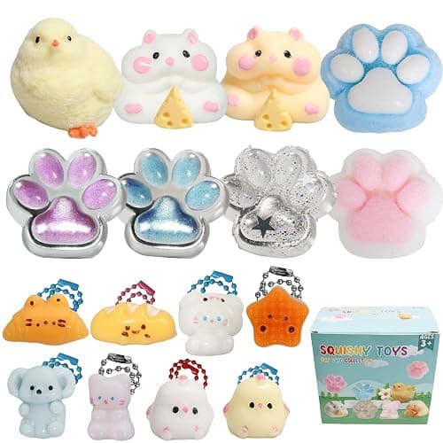 16pcs Squishy Pack,Fidget Toys Kit,Include taba Squishies Party Favors for Kids 4-8 8-12 Treasure Box Toys for Classroom Birthday Xmas Gifts for Girls Boys Goodie Bag Stocking Stuffers for Kids Teens - Image 1