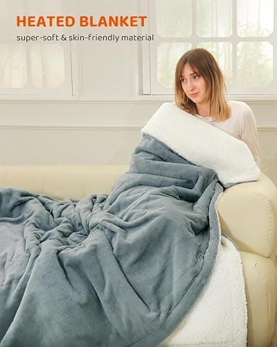 Electric Blanket Full Size 72"x84", Heating Blanket, Soft Flannel Heated Blanket, 9 Heating Levels,1-9 Hours Auto Off, Fast Heating, Overheat Protection, Machine Washable,Gifts for Woman, Gray thumbnail 3