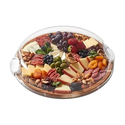 FARBERWARE Build-a-Board Cutting Board with Single Compartment and Clear Locking Lid for Charcuterie, Snacks, and More, Acacia - Image 1