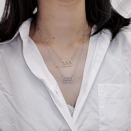 Nayaboo 14k Gold Angel Number Necklace, Dainty Pendants Necklace for Women, 111 222 333 444 555 666 777 888 999 Personalized Number Chain thumbnail 4