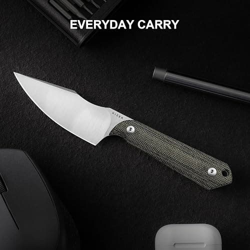 Kizer Mini Harpoon Fixed Blade Knife with Sheath, AEB-L Blade Hunting Knife with Micarta Handle, Camping Fixed Blade Small EDC knives for Hiking, Survival 1040SM2 thumbnail 2