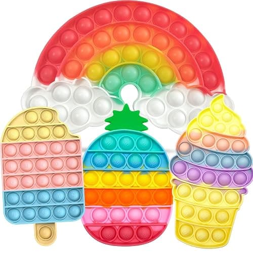 4 Pcs Fidget Toys, Rainbow Push Bubble Fidget Toys Ice Cream Toy Pineapple Squeeze Toys Set for ADHD Autism Stress Relief Toy Gift - Image 1