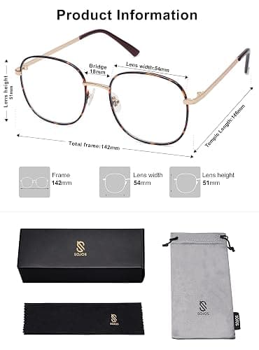 SOJOS Classic Square Blue Light Blocking Glasses for Women Men Stylish Computer Glasses SJ1137 thumbnail 5