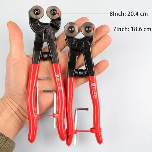 Glass Tile Nippers - Heavy Duty Wheeled Glass Mosaic Nipper & Hd Ceramic Tile Nipper, Tile Cutter Pliers Soft-grip Handle - Shapping Plier, Nipper Cutting Tools (7 Inch Wheeled Glass Mosaic Nipper) thumbnail 4