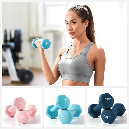 SONGMICS Weight Lifting Dumbbell Kit with Storage Stand, for Fitness, Vinyl Coated thumbnail 5