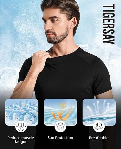 Tigersay Men's Compression Shirts, Short Sleeve T-Shirt Athletic Compression Tops Workout Sports Base Layer Undershirt thumbnail 5