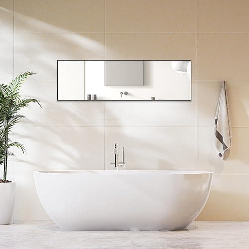 DUMOS Full Length Mirror 59"x17" Full Body Floor Mirror for Bedroom or Cloakroom, Can Stand Alone, Hang or Lean Against Wall, Tall Wall Mirror with Stand and Sleek Aluminum Alloy Thin Frame thumbnail 7