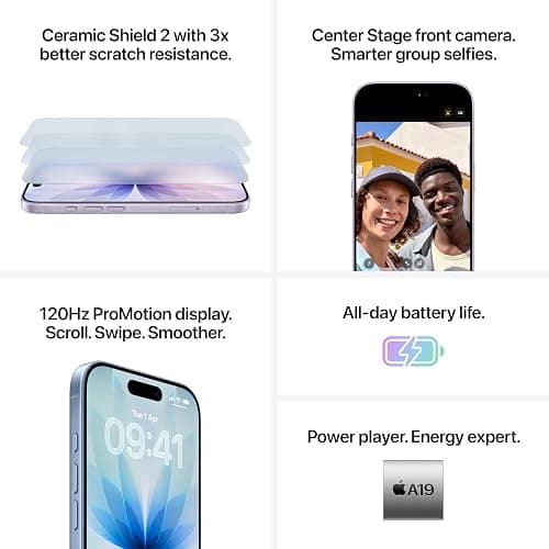 Apple iPhone 17 256 GB: 6.3-inch Display with ProMotion, A19 Chip, Center Stage Front Camera for Smarter Group Selfies, Improved Scratch Resistance, All-Day Battery Life; White thumbnail 4