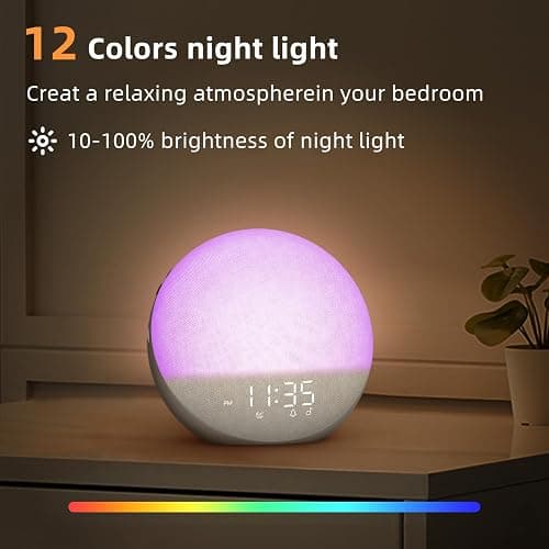 Odokee Sunrise Alarm Clock White Noise Machine: Natural Wake Up Light | Dimmable Clock with Bluetooth Speaker for Bedroom - 25 Sleep Sounds for Baby Adults Kids Cocoa thumbnail 8