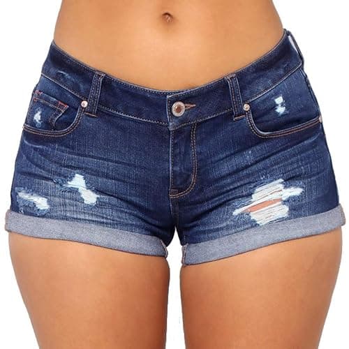 vanberfia Women's Stretchy Denim Mid Rise Jean Shorts with Pockets… - Image 1